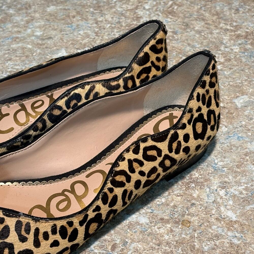 Sam Edelman Riza Leopard Print Pointed Toe Classic Preppy Ballet Flats Size 5.5 - Picture 4 of 12